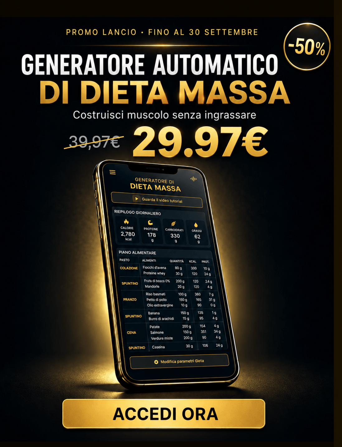 Generatore Automatico di Dieta Massa