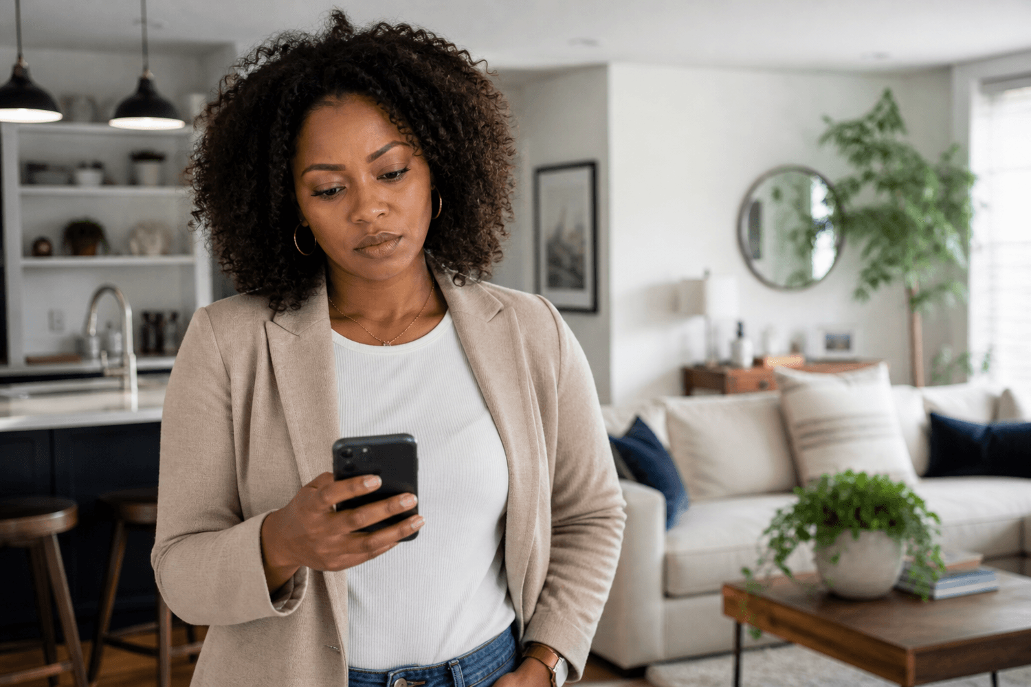 Woman overwhelmed with multiple devices