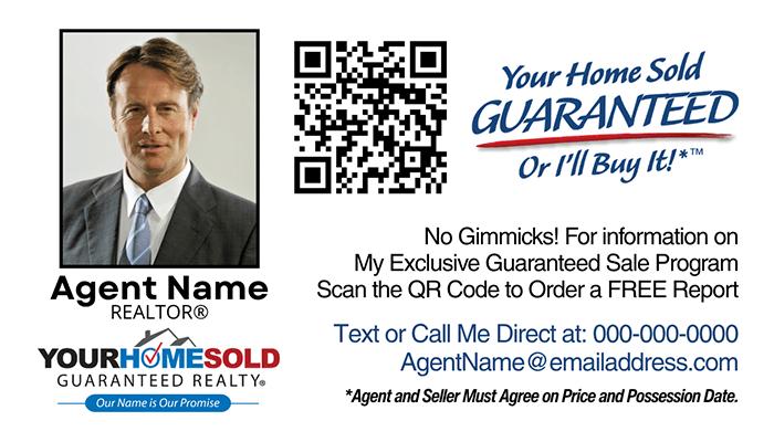 Your Home Sold Guaranteed Realty business card Team Leader front design #02