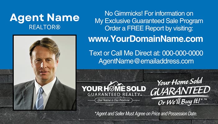 Your Home Sold Guaranteed Realty business card Team Leader front design #04