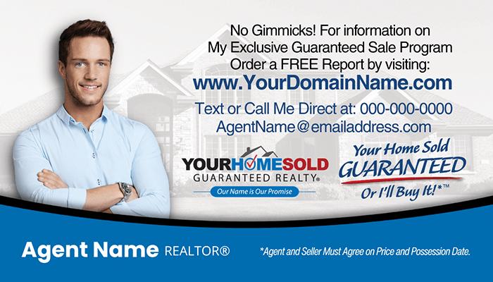 Your Home Sold Guaranteed Realty business card Team Leader front design #02