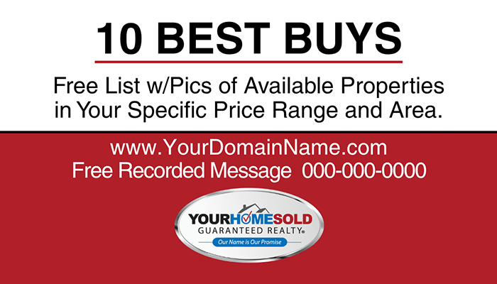 Your Home Sold Guaranteed Realty business card Solopreneur front design #01