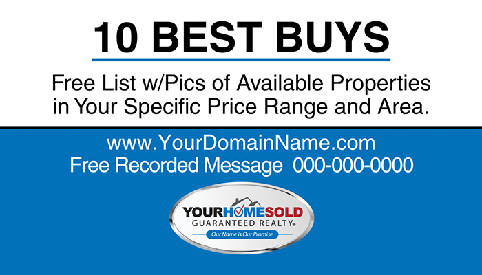Your Home Sold Guaranteed Realty business card Solopreneur front design #02