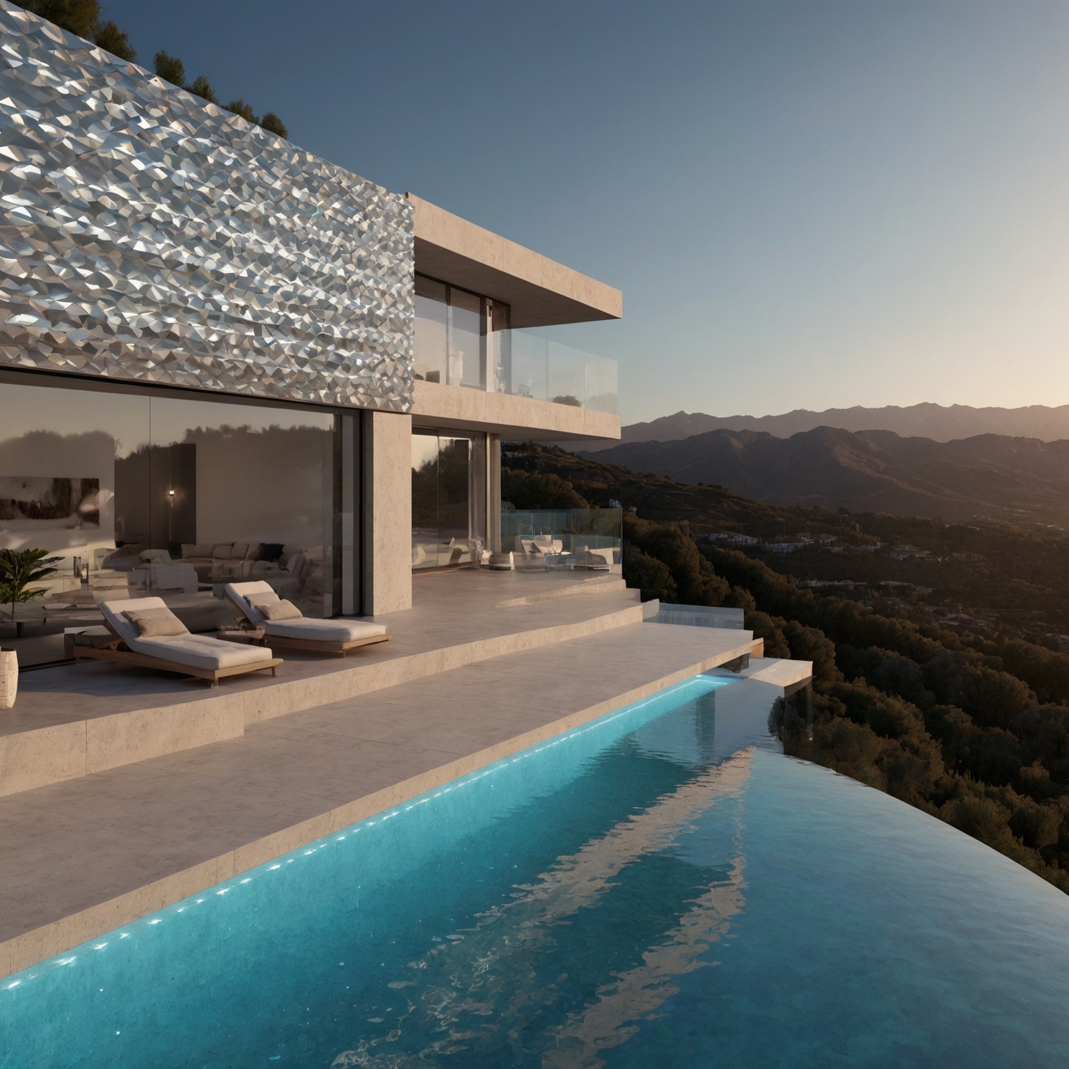 Fachada moderna de casa con diseño tecnológico en Marbella.