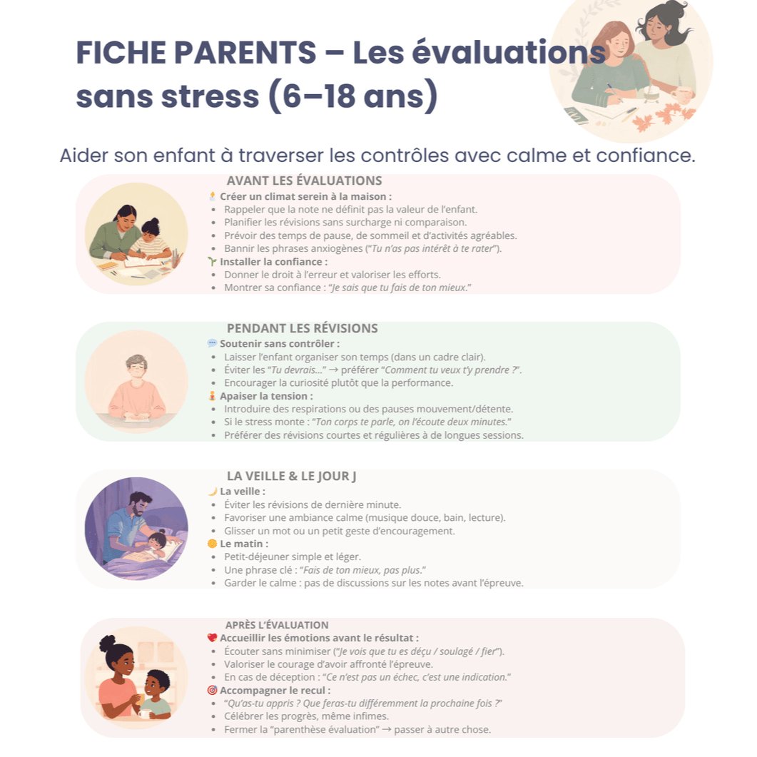 FICHE PARENTS: Les Evaluations sans stress (6-18 ans)