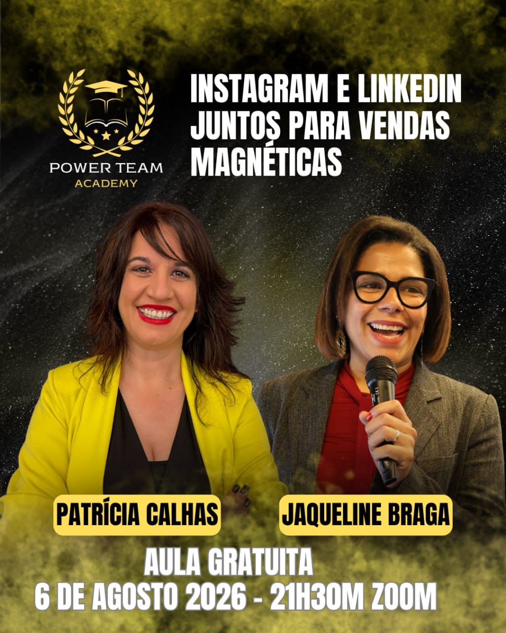 Masterclass gratuita Instagram e LinkedIn Magnético, 6 de agosto às 21h30