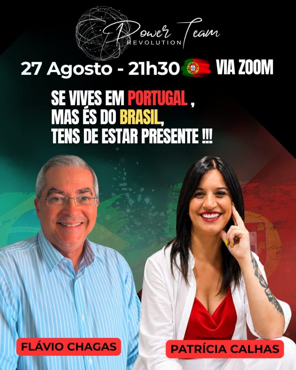 Flávio Chagas e Patrícia Calhas — 27 de agosto às 21h30 via Zoom