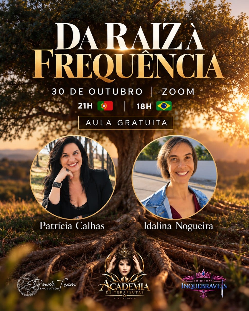 Da Raiz à Frequência. Aula gratuita no dia 30 de outubro com Patrícia Calhas e Idalina Nogueira