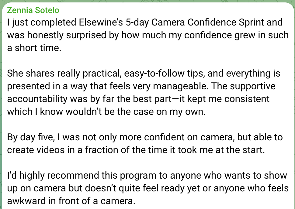 Participant testimonial