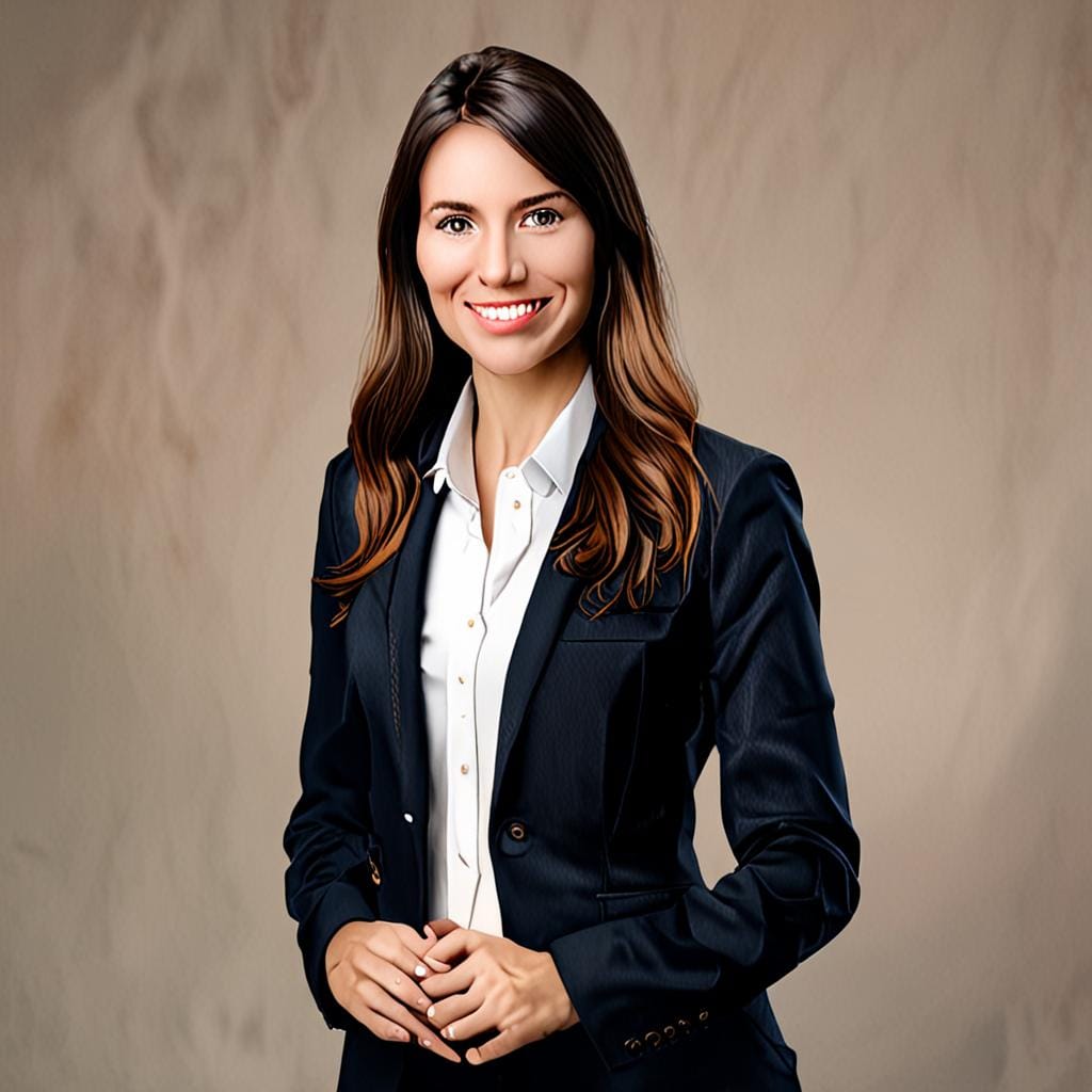 professional woman coach portrait, neutral background, warm lighting