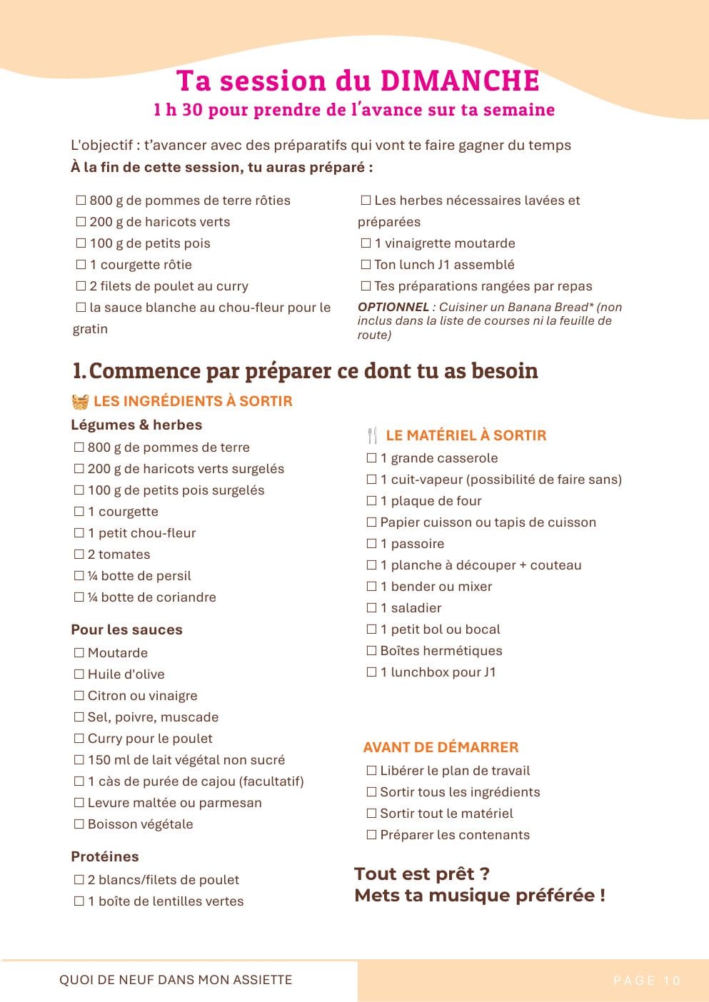 Feuille de route du dimanche
