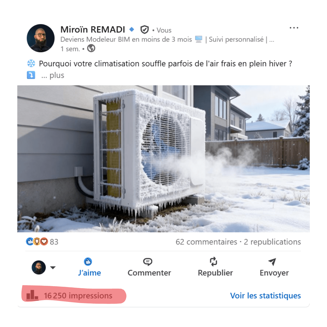Publication LinkedIn et statistiques — exemple 7