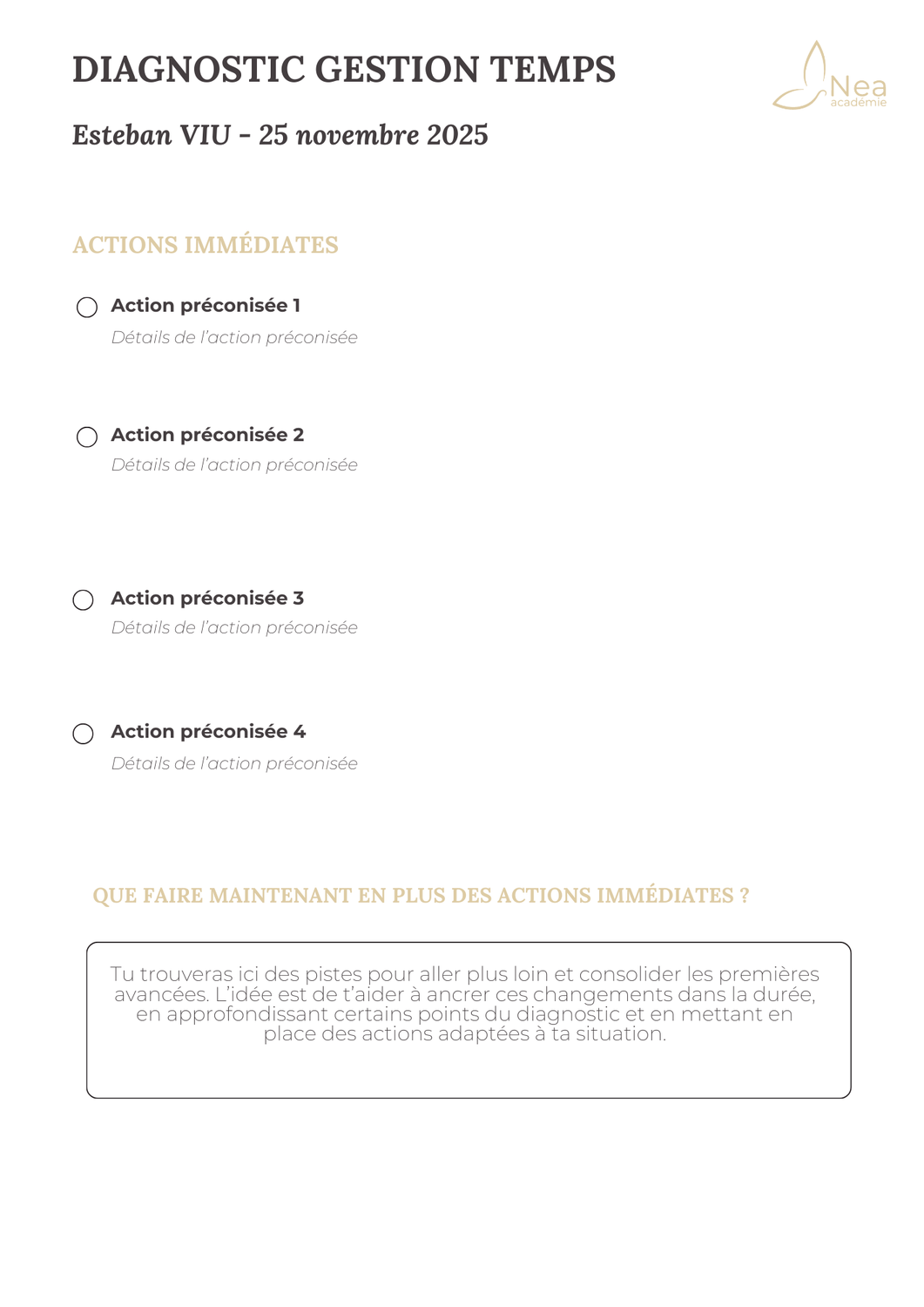 Modèle Audit Gestion Temps NEA Académie