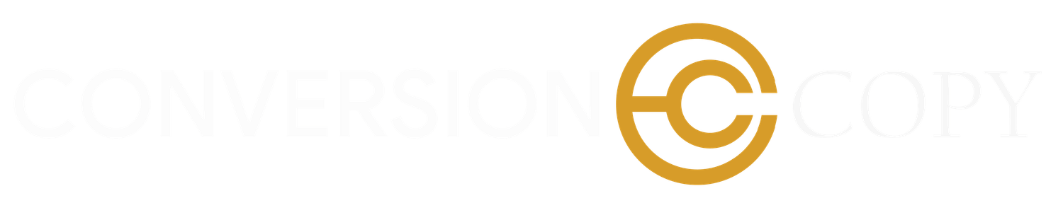 Conversion Copy Logo in white text