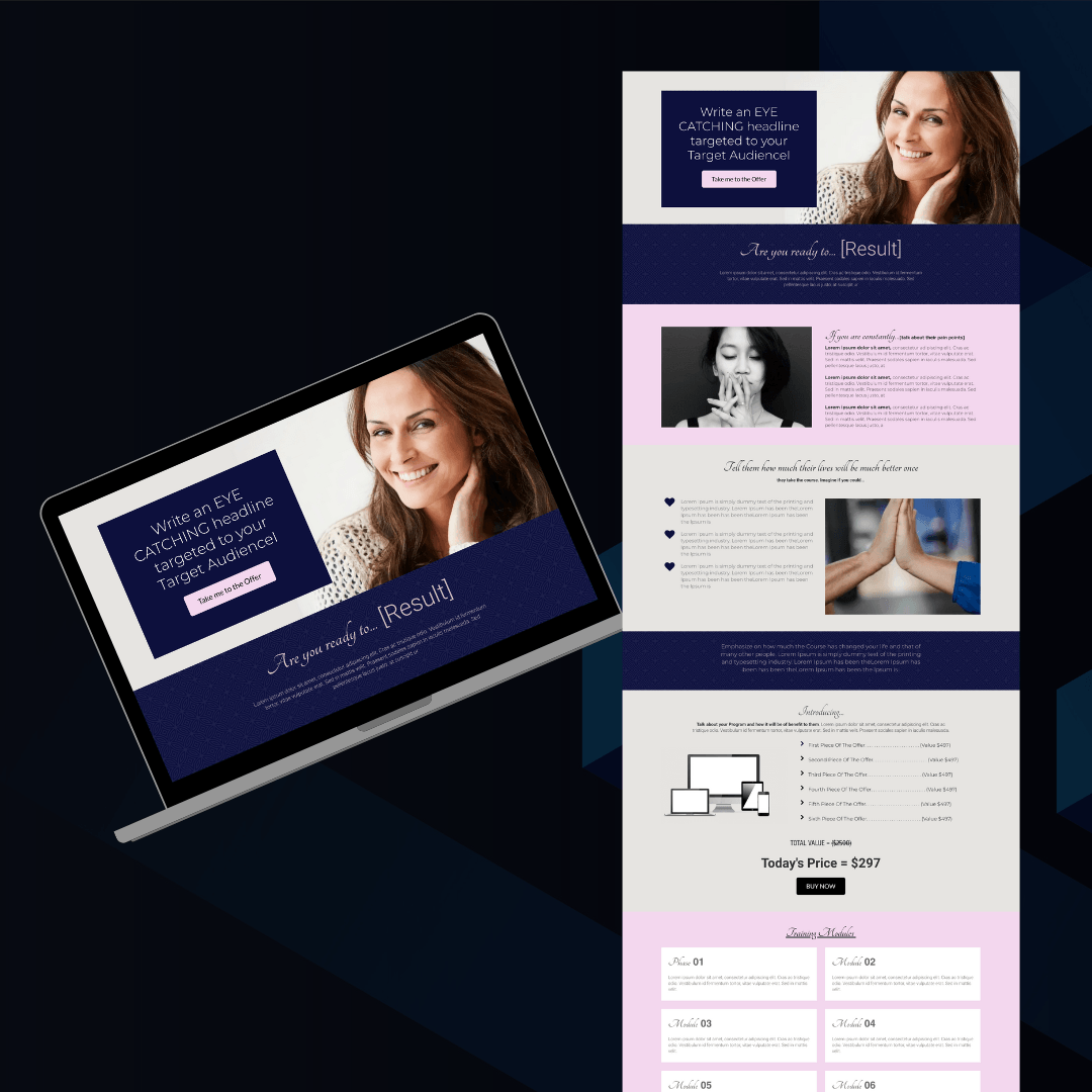 High-converting sales funnel design by professional funnel builder, featuring persuasive copy, CTA buttons, and testimonials - built with Kartra