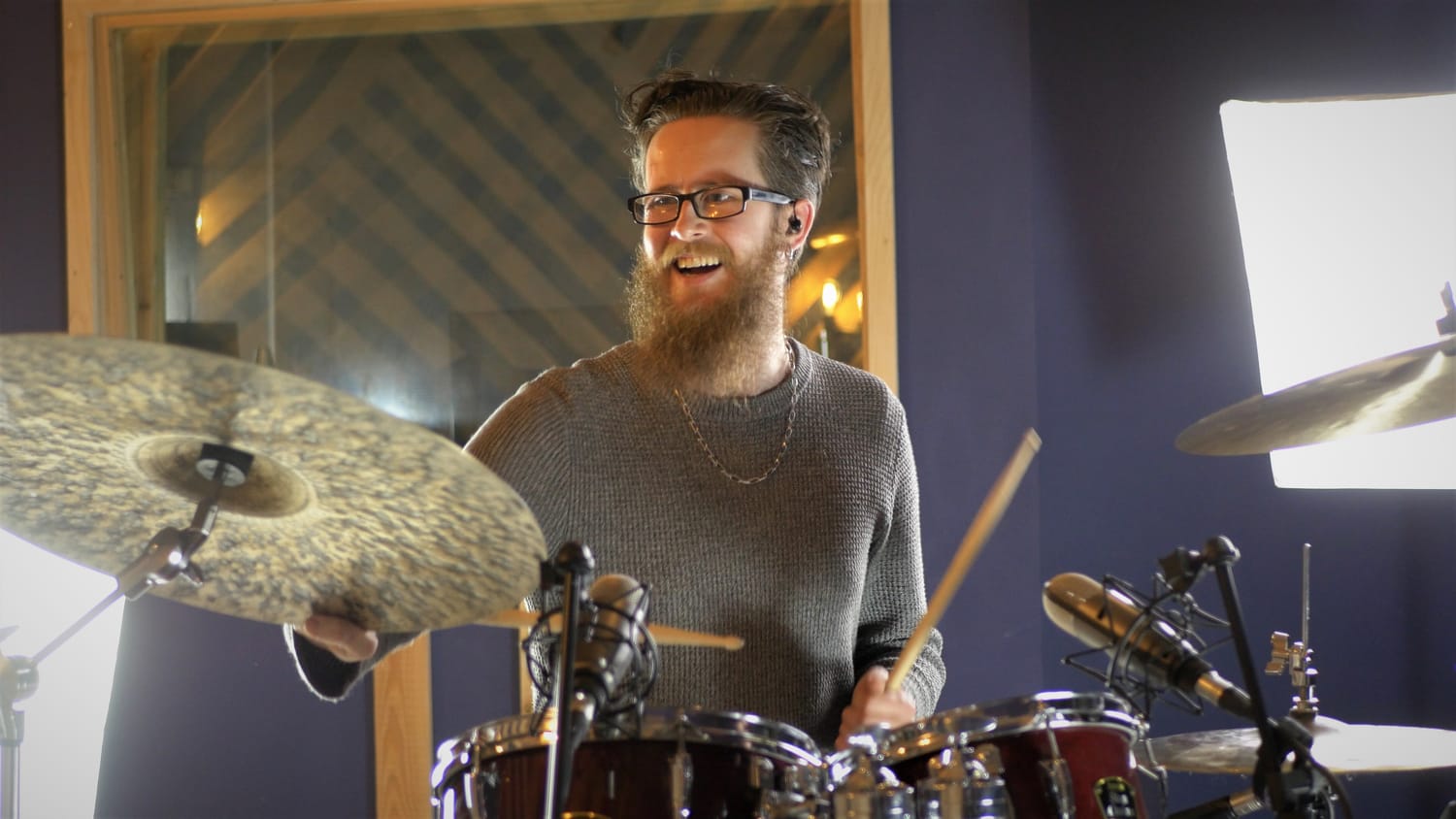 Drummer practising at home