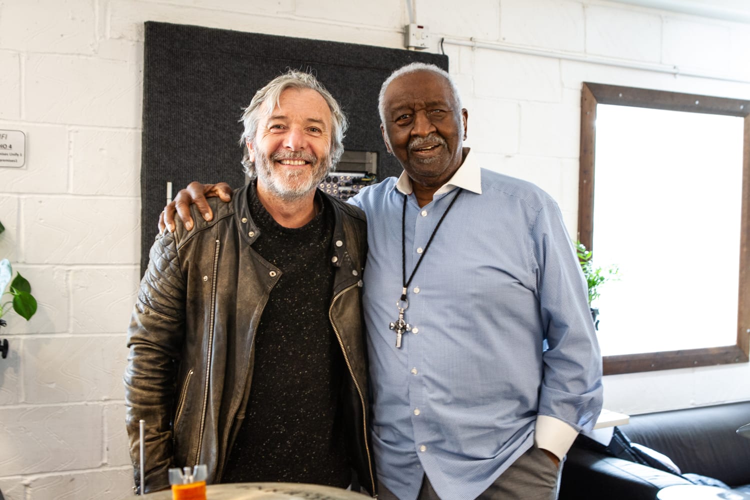 Ash Soan getting a lesson from Bernard Purdie