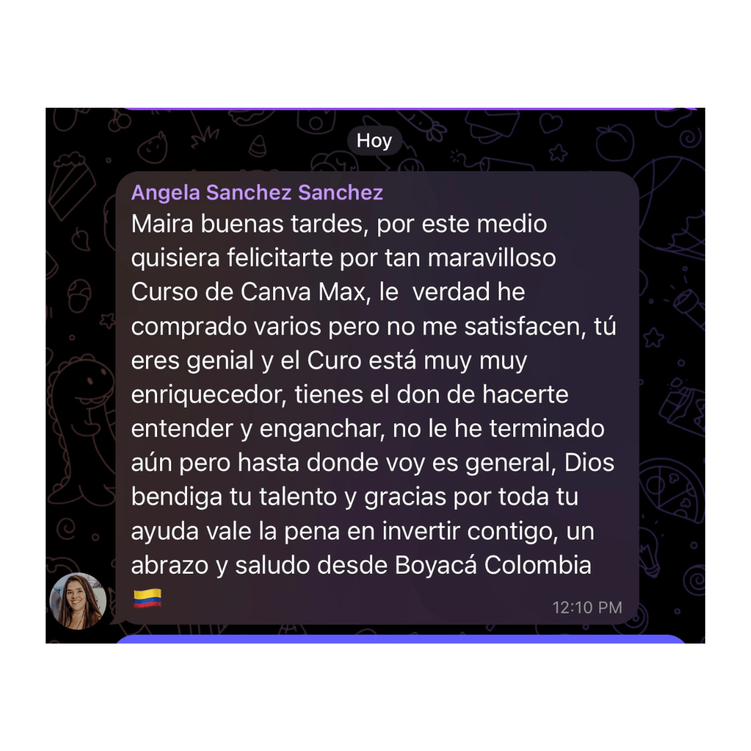 Testimonio real de alumna de Canva Max