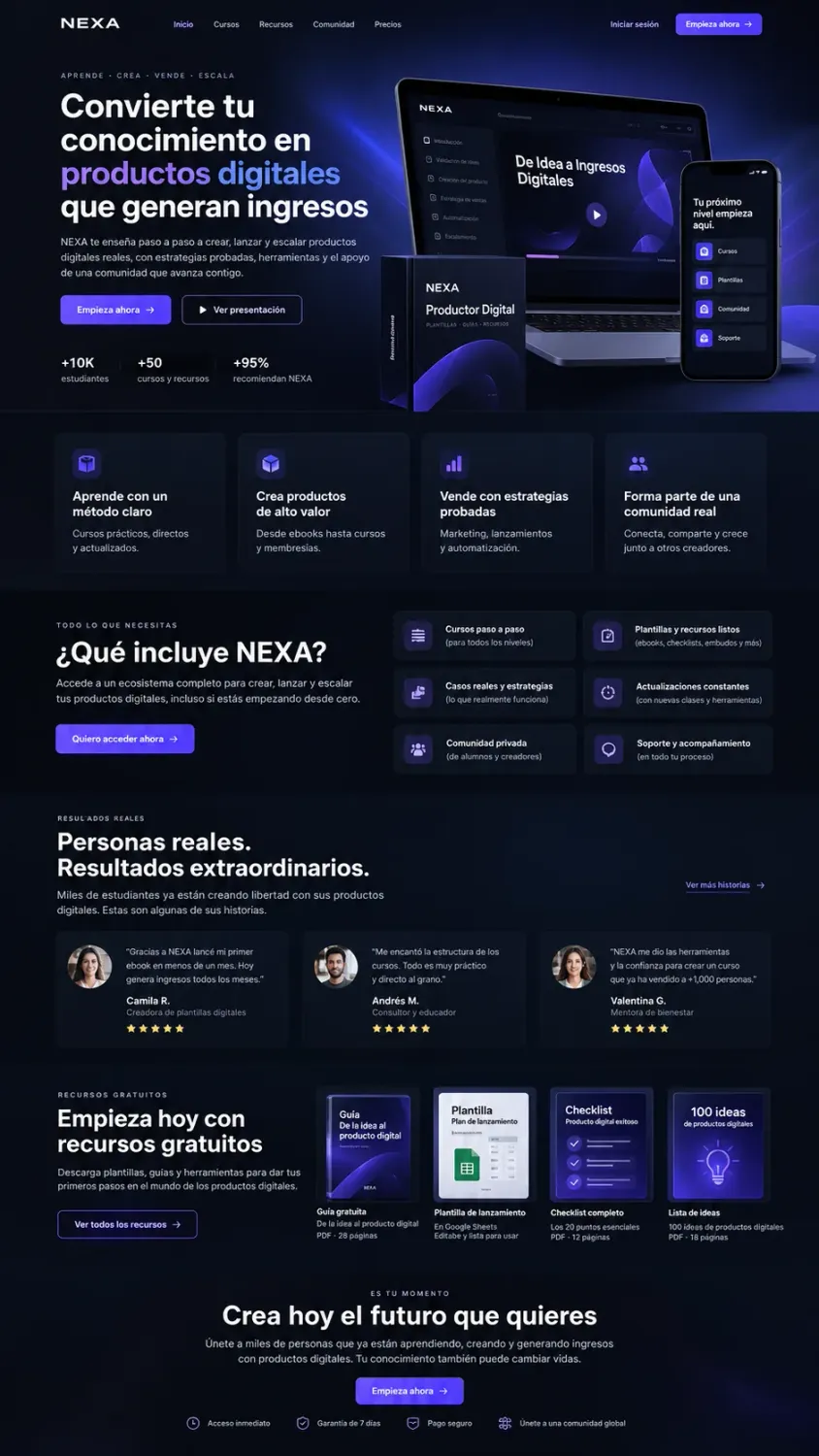 Ejemplo creado con Nova para un producto digital