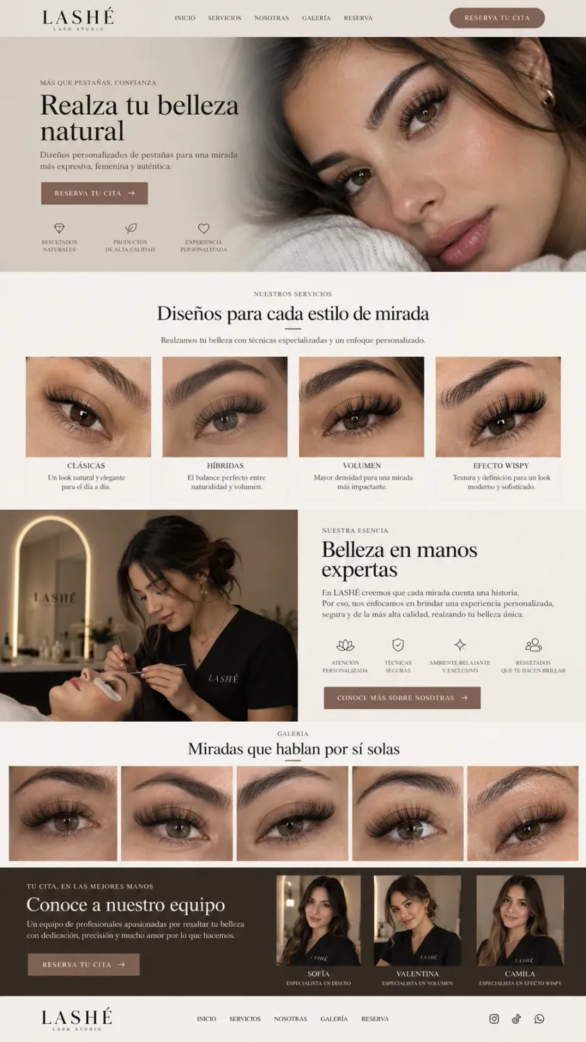 Ejemplo creado con Nova para un negocio de belleza