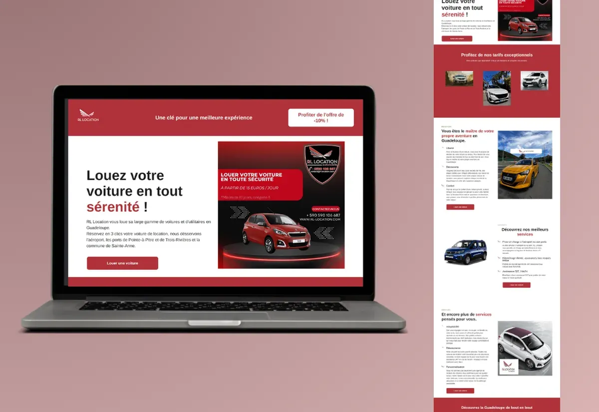 Location de véhicules — site vitrine réalisé par Digitalsunshine
