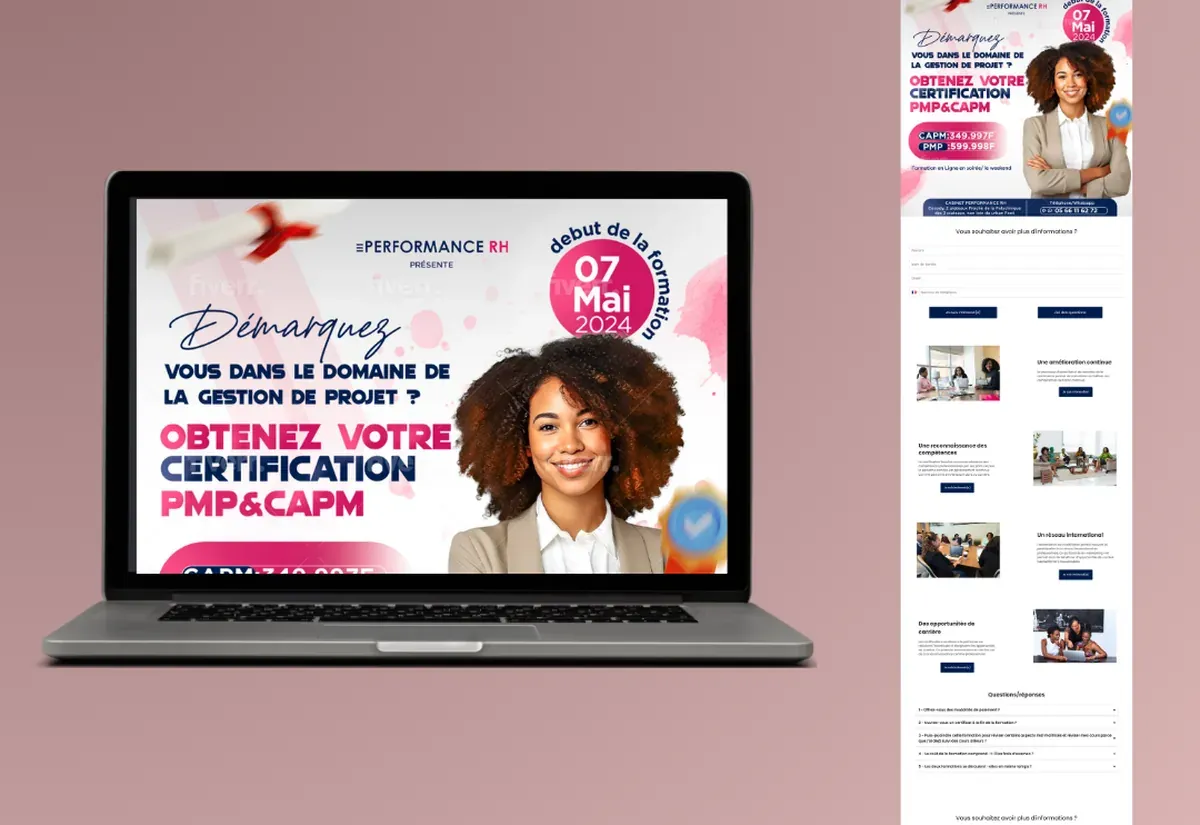 Certification PMP & CAPM — page de vente réalisé par Digitalsunshine