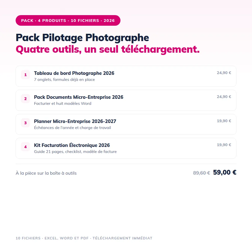 Pack Pilotage Photographe 2026 — aperçu 1