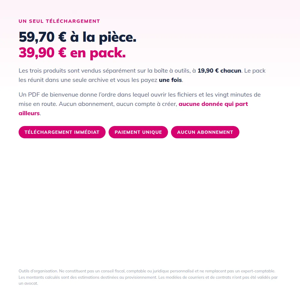 Pack Gestion Micro-Entreprise 2026 — aperçu 8