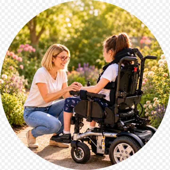 Isabel and her daughter together outdoors