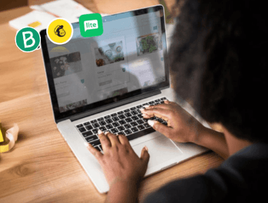 "Écran d’ordinateur montrant un outil d'organisation digital, avec trois icônes d'outils connus"