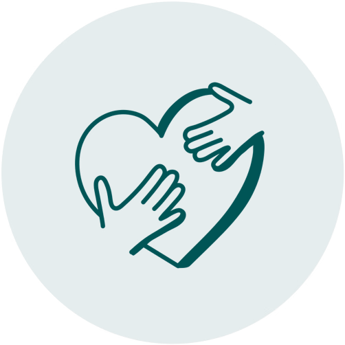 alt="Icône de deux mains tendues avec un coeur"