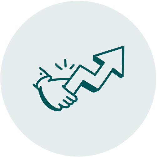 alt="Icône de main tenant une flèche symbolisant la croissance"