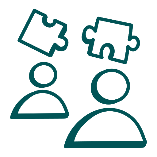 alt="Icône de deux silhouettes avec deux pièces de puzzle"