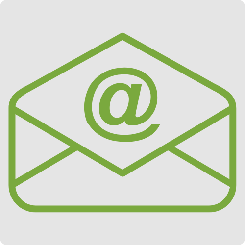Green line icon of an email envelope representing professional email management services