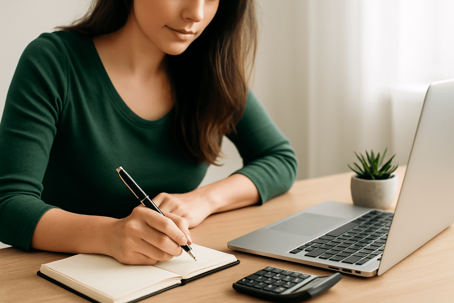 Basic bookkeeping icon with calculator and receipts – virtual assistant financial support service.