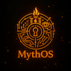 The MythOS sigil — a circular seal etched with a central keyhole and arcane symbols, glowing against a blackened background.