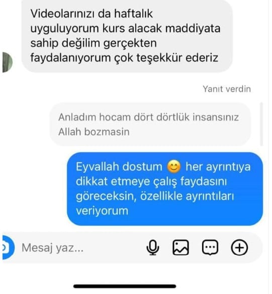 Instagram mesajı: videolarınızı haftalık uyguluyorum
