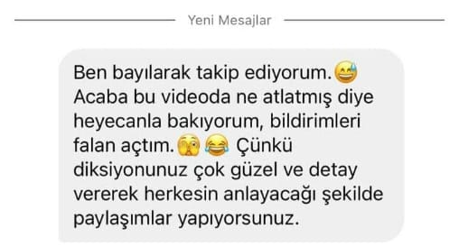 Instagram mesajı: bayılarak takip ediyorum, herkesin anlayacağı şekilde paylaşıyorsunuz
