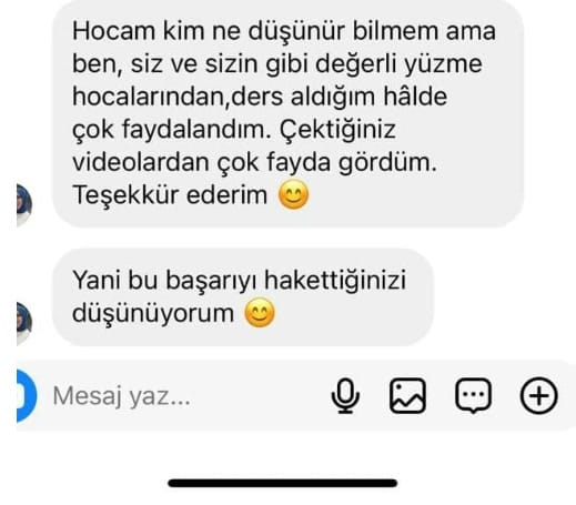 Instagram mesajı: ders aldığım halde videolarınızdan çok fayda gördüm