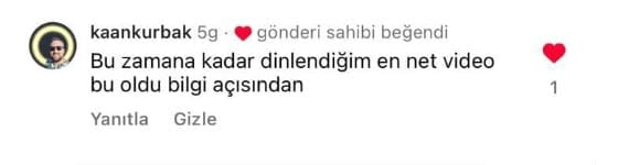 Instagram yorumu: bu zamana kadar dinlediğim en net video
