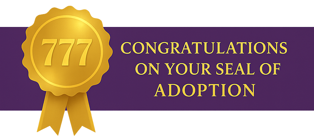 Official Seal of Adoption Certificate with Decorative Ribbon and Congratulations Badge