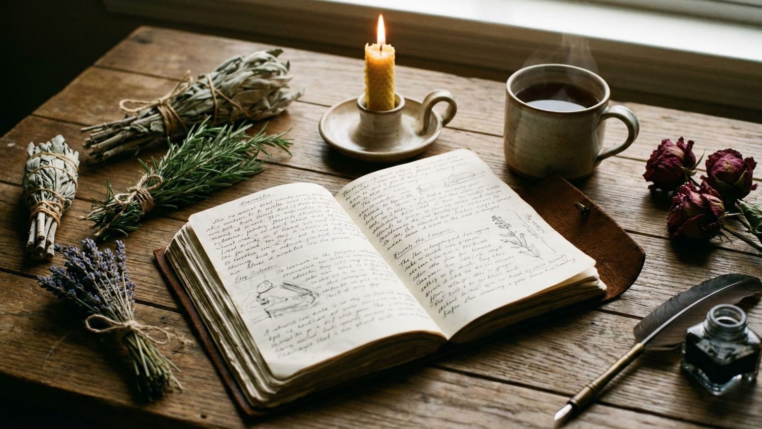 Two women's hands reaching toward each other across table in soft light, representing gentle support and witnessing