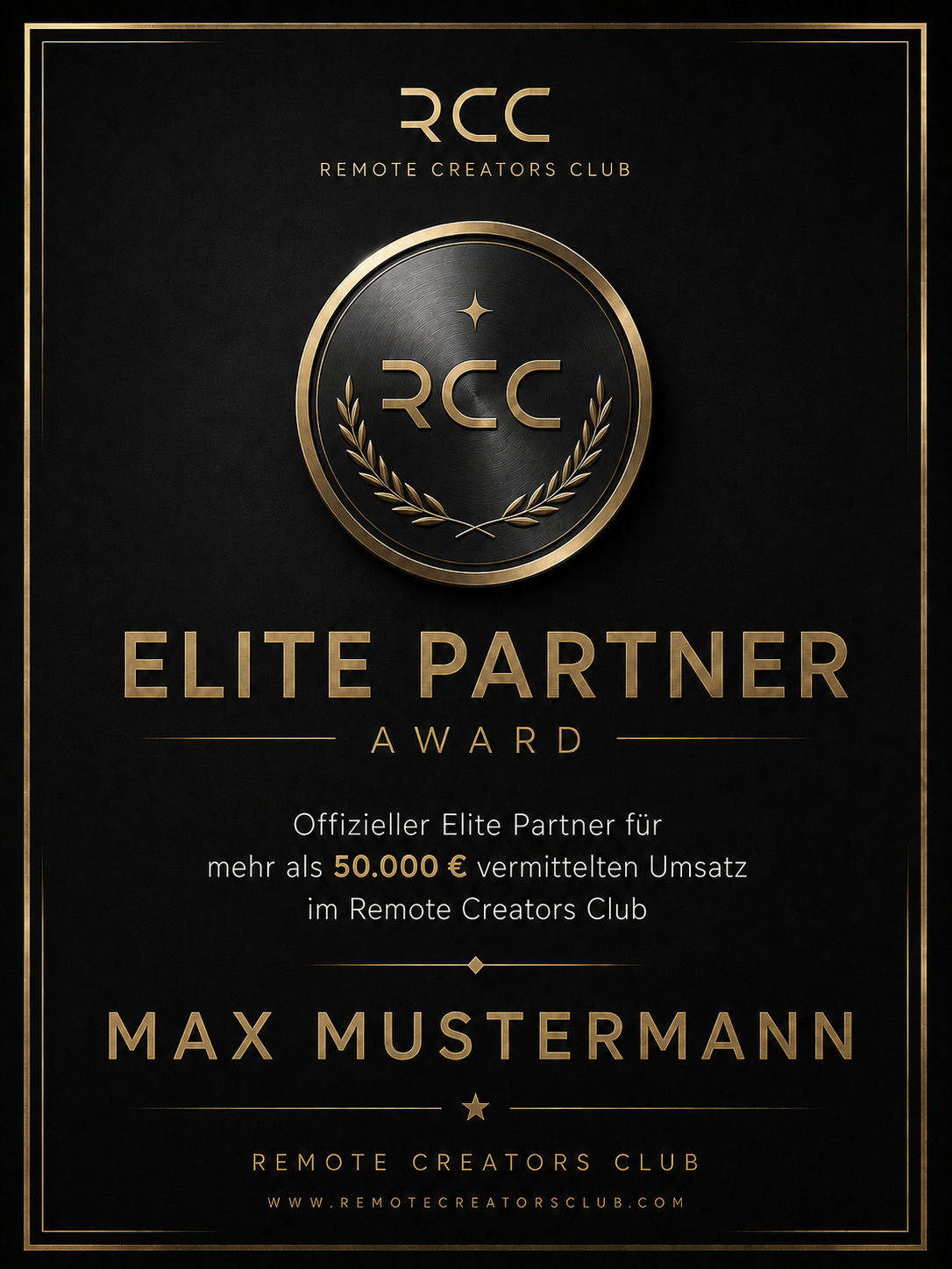 RCC Elite Partner Award für 50.000 Euro Affiliate-Umsatz