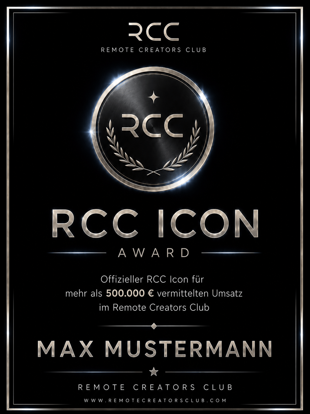 RCC Icon Award für 500.000 Euro Affiliate-Umsatz