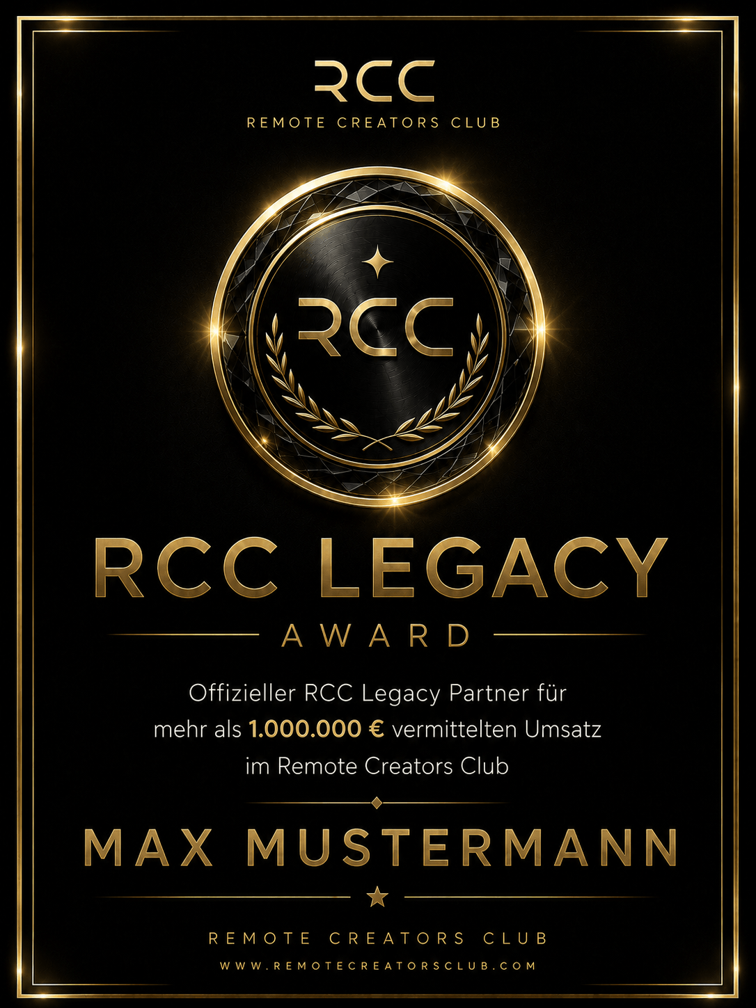 RCC Legacy Award für 1.000.000 Euro Affiliate-Umsatz