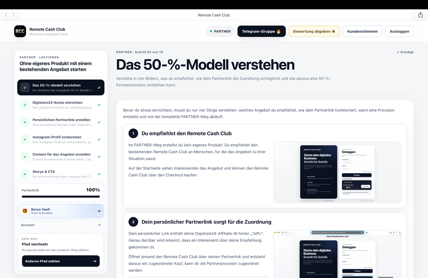 Remote Cash Club PARTNER-Weg
