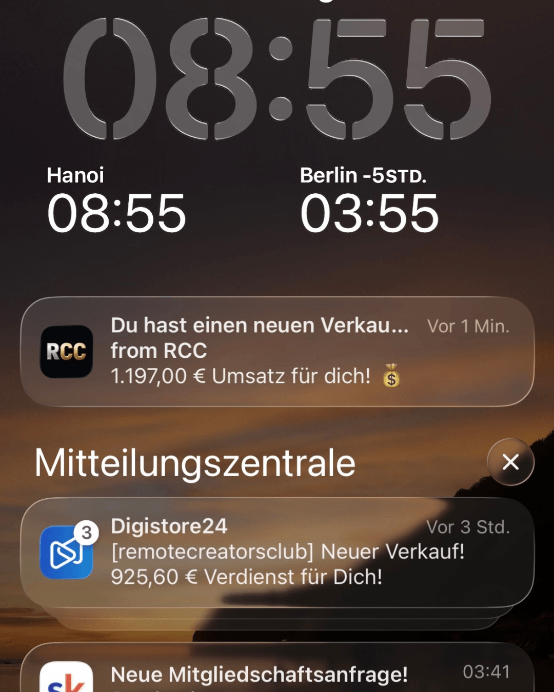 Verkaufsbenachrichtigungen auf dem Smartphone mit Digistore24 Meldung