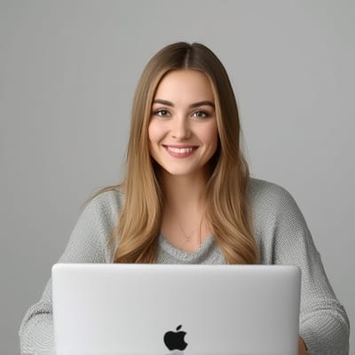 woman working laptop portrait