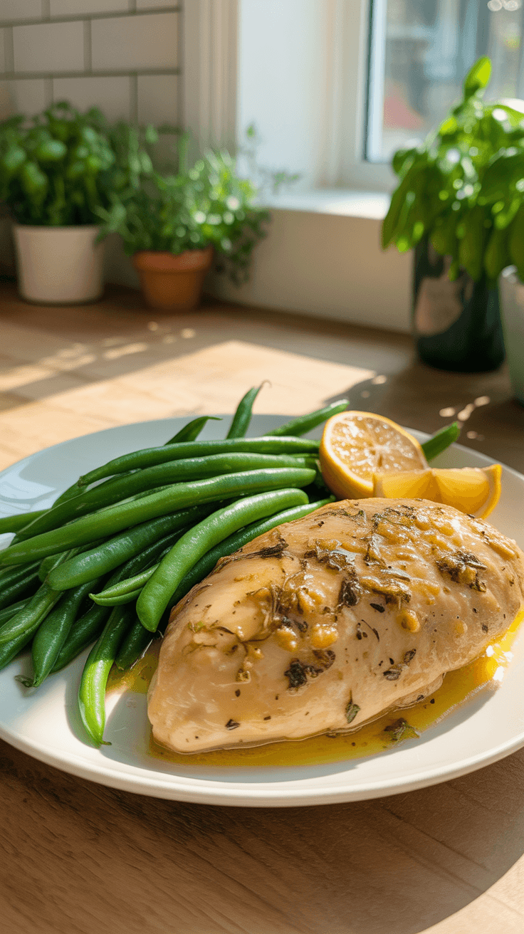 A rustic sheet pan filled with juicy garlic butter chicken, roasted broccoli, carrots, and zucchini, lightly browned edges, fresh parsley on top, warm kitchen lighting, cozy weeknight dinner scene