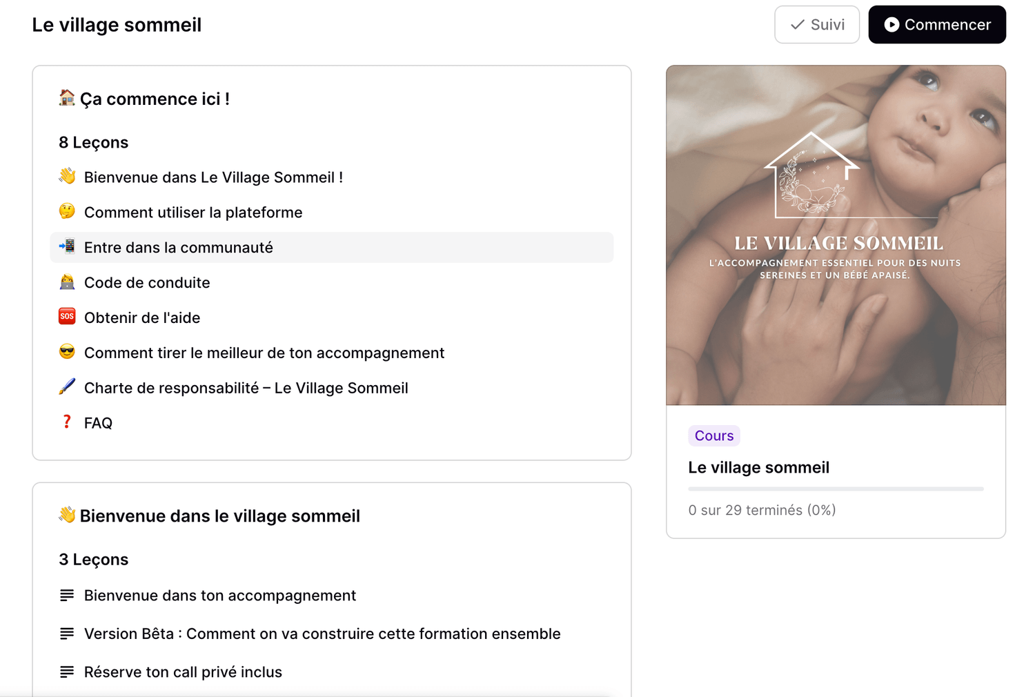 La plateforme Le Village Sommeil